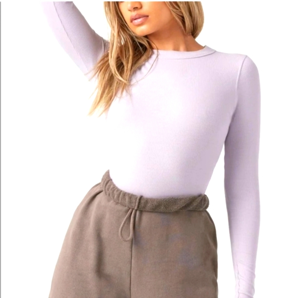 Joah Brown Long Sleeve Crew Neck- Lavender S/M